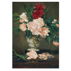 Carte postale Manet - Vase de pivoines sur piédouche