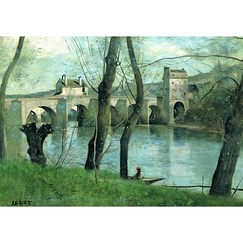 Postcard Corot - The Mantes Bridge