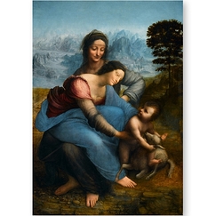 Postcard da Vinci - Saint Anne, the Virgin and the Child Jesus playing with a lamb
