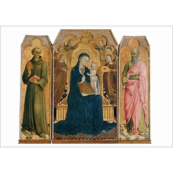 Carte postale "La vierge et l'enfant entourés de six anges"