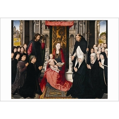 Carte postale "La vierge et l'enfant entre Saint Jacques et Saint Dominique, dit la vierge de Jacques Floreins"