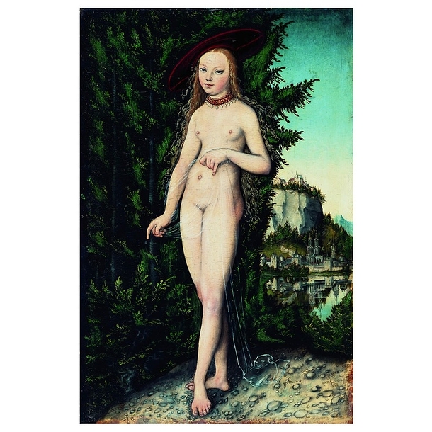 Postcard Cranach The Elder - Venus Standing Up in a Landscape