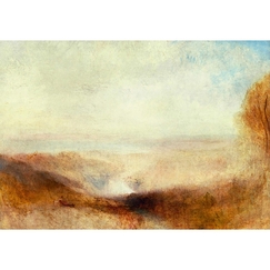 Carte postale "Paysage avec une rivière et une baie dans le lointain"