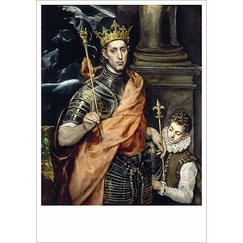 Carte postale "Saint Louis, roi de France, et un page"