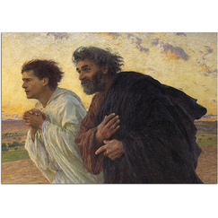 Carte postale "Les disciples Pierre et Jean courant au Sépulcre le matin de la résurrection"
