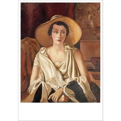 Postcard Derain - Portrait of Madame Guillaume with a large hat