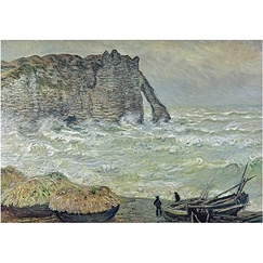 Postcard Monet - Agitated Sea at Etretat