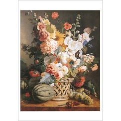 Postcard Berjon - Fruits and Flowers in a wicker basket