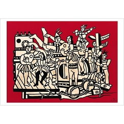 Postcard Léger - The Great Parade with Red Background