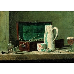 Carte postale Chardin - Pipes et vases à boire (La Tabagie)