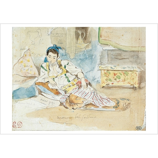 Postcard Delacroix - Arab Woman Seated 