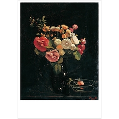 Carte postale Roses sur fond noir