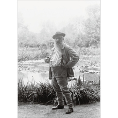 Carte postale Claude Monet devant le bassin des nymphéas