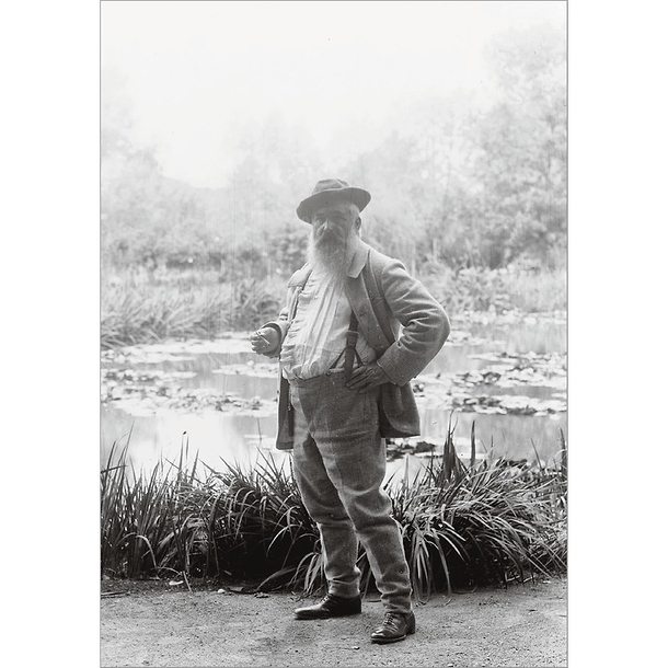 Carte postale Claude Monet devant le bassin des nymphéas