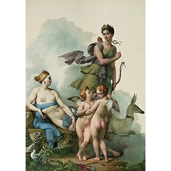 Carte postale "Vénus entourée d'amours ailés reçoit les plaintes de Diane (détail)"