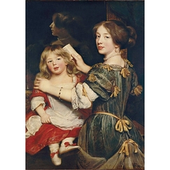 Carte postale "La fille aînee de l'artiste peignant son frère"