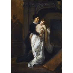 Postcard Eugène Delacroix - Romeo and Juliet at the Tomb of the Capulets