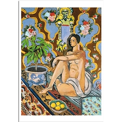 Carte postale "Figure décorative sur fond fleuri"