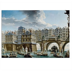 Carte postale "La joute des mariniers entre le Pont Notre-Dame et le Pont au Change"