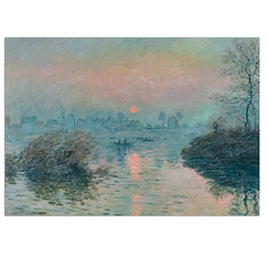 Carte postale "Soleil couchant sur la Seine à Lavacourt, effet d'hiver"