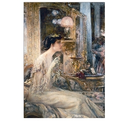 Postcard Desvallières - En Soiree, Portrait of Madame Pascal Blanchard