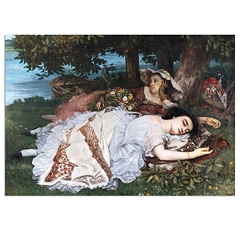 Postcard Courbet - The Young Ladies on the Banks of the Seine