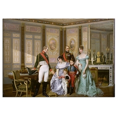Carte postale "L'impératrice Joséphine reçoit, à la Malmaison, la visite du Tsar Alexandre 1er à qui elle recommande ses enfants"