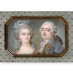 Carte postale "Tabatière ornée des portraits de la famille royale (détail)"