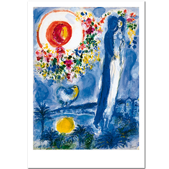 Postcard Chagall - Fiancés in the Sky at Nice