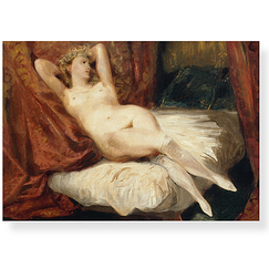 Postcard Delacroix - Female Nude Reclining on a Divan
