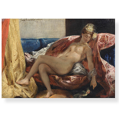Carte postale "Delacroix - Femme nue au perroquet"