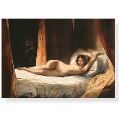 Postcard Delacroix - Odalisque, or Reclining Nude with Valet