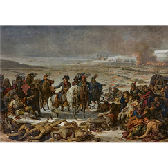 Carte postale Meynier - Napoléon parcourant le champ de bataille d'Eylau
