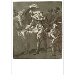 Carte postale "Henri IV rencontrant Sully blessé au retour de la bataille d'Ivry"