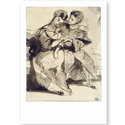 Postcard Delacroix - A Pair of Lovers Seated