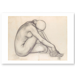 Carte postale Maillol - Femme nue, assise, de profil à droite