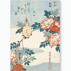 Postcard Hokusai - Korean Nightingale and Roses