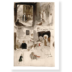 Postcard "Delacroix - Notes and sketches taken in Meknes"