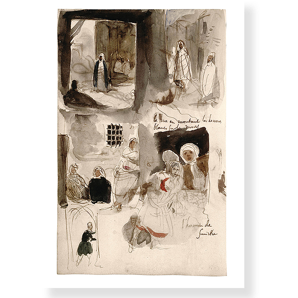 Carte postale "Delacroix - Notes et croquis pris à Meknès"