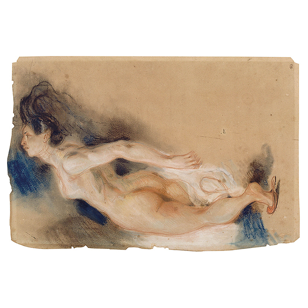 Postcard Delacroix - Study of a Woman (Study for the Death of Sardanapalus)