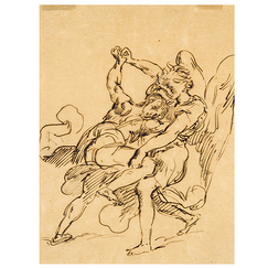Postcard Delacroix - Jacob Wrestling with the Angel