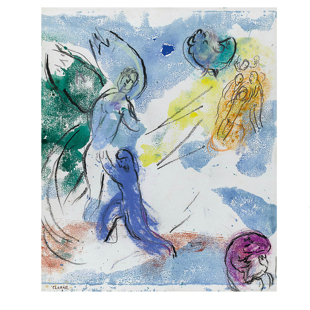 Postcard Chagall - Study for "Jacob Wrestling with the Angel"