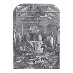 Postcard Delamotte - Benjamin Waterhouse Hawkins at Work on Dinosaur Models