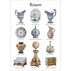 Postcard Multiviews of Rouen Porcelain Objects