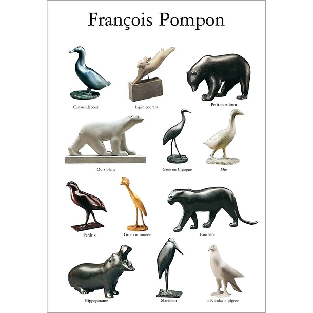Postcard Pompon - Multiviews of Sculptures
