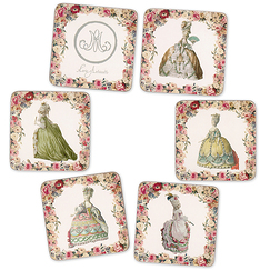6 cork coasters Engravings of fashion at the time of Marie-Antoinette