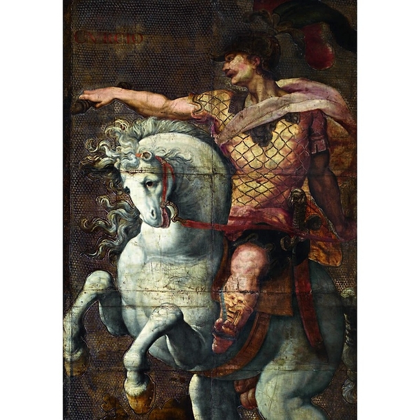 Postcard Hendrick - Roman Heroes, Marcus Curtius (detail)