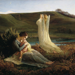 Square postcard "Le poème de l'âme : l'ange et la mère (détail)"