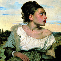 Postcard Delacroix - Young Orphan Girl in the Cemetery (detail)