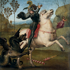 Postcard Raphael - Saint George Fighting the Dragon (detail)